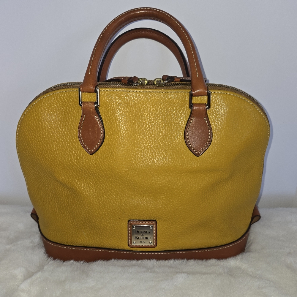 Dooney & Bourke Yellow Leather Satchel - Picture 2 of 14